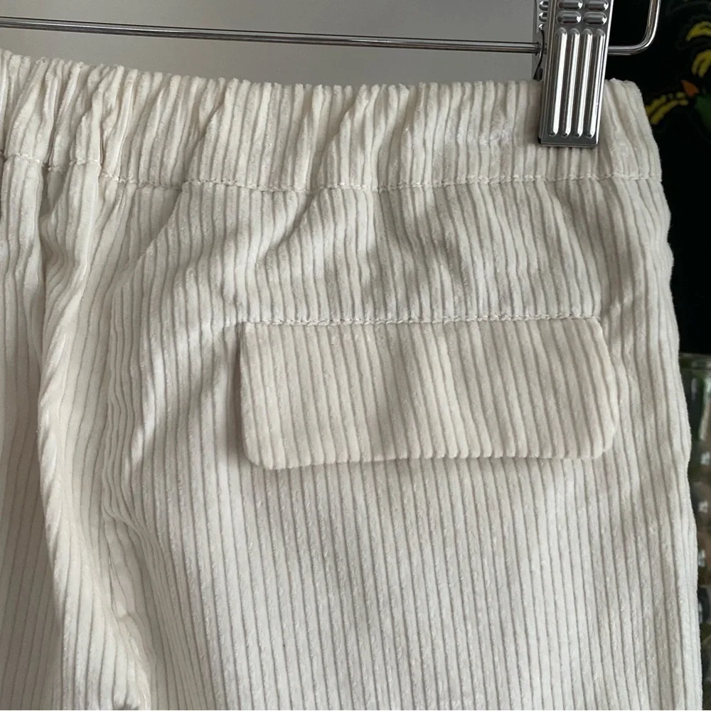 Brunello Cucinelli Kids Cream White Ribbed Wide Leg Corduroy Trousers Pants 6